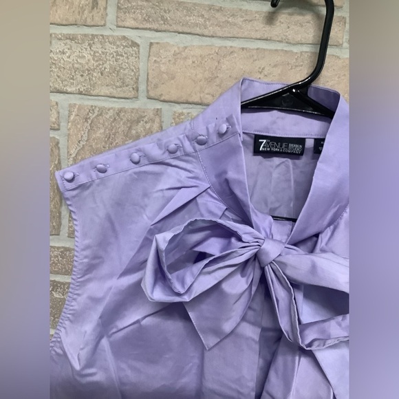 7th Avenue Design - Lavender Sleeveless Top with bow collar - Picture 7 of 7